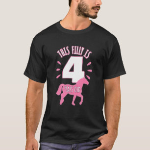 Kids Horse Rider Filly Four 4 Years Old Girls 4th T-Shirt