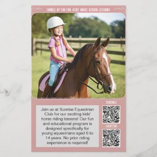 Kids' Horse Riding Lesson Flyer with QR Codes