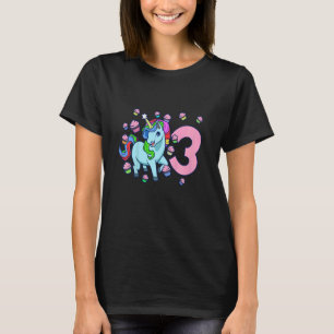 Kids I am 3 with unicorn  girl birthday 3 years ol T-Shirt