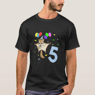 Kids I am 5 with flying squirrel - kids birthday 5 T-Shirt