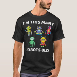 Kids I Am This Many Robots 5 Five Year Old Birthda T-Shirt