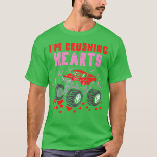 Kids I Crush Hearts Monster Truck Toddler Boy Vale T-Shirt