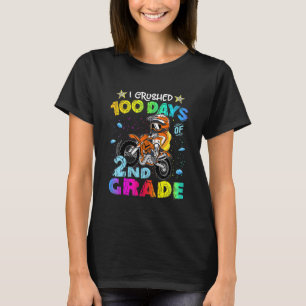 Kids I Crushed 100 Days Of 2nd Grade Dirt Bike Bac T-Shirt
