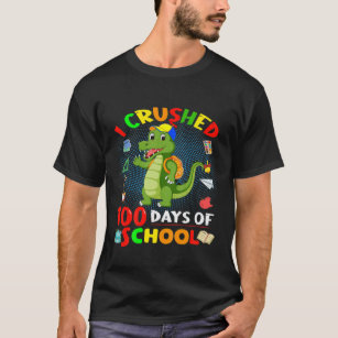 Kids I Crushed 100 Days Of School Crocodile 100Th T-Shirt