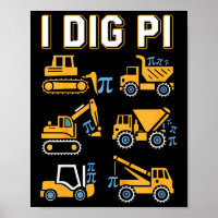Kids I Dig Pi Funny Pi Day 3.14 Construction Truck