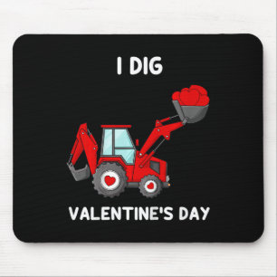 Kids I Dig Valentines Day Hearts Tractor Fun Toddl Mouse Pad