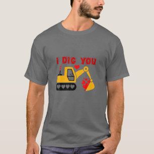 Kids I Dig You Construction Truck Valentines Day T-Shirt