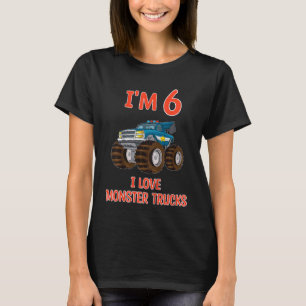 Kids I Love Monster Truck I'm 6 Birthday Surprise T-Shirt