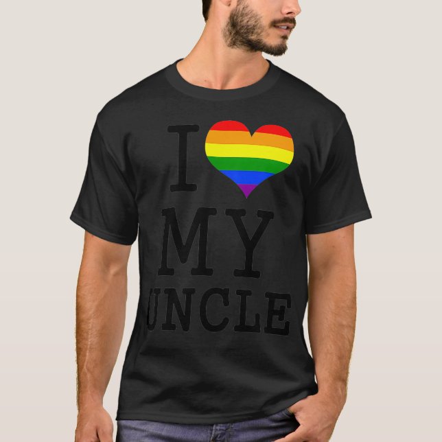Kids I Love My Uncle LGBT Flag Heart  Gay Uncle Ba T-Shirt (Front)