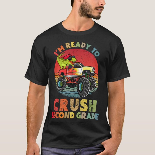 Kids I m ready to Crush 2nd Grade Monster truck Di T-Shirt (Front)