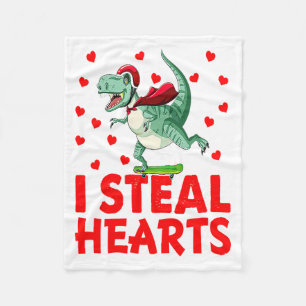 Kids I Steal Hearts Dinosaur Valentines Day For Ba Fleece Blanket