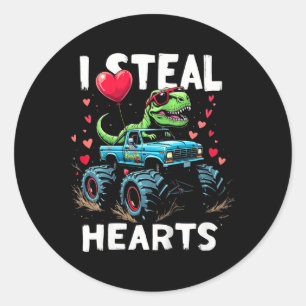 Kids I Steal Hearts Kids Funny Trex Gifts For Boys Classic Round Sticker