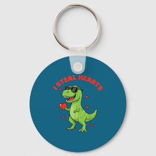 Kids i steal hearts trex dino baby boy valentine's keychain