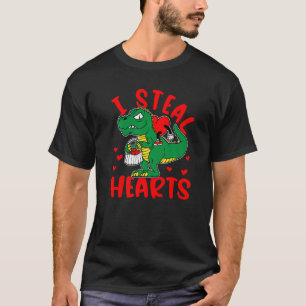 Kids I Steal Hearts Trex Dino Toddler Boy Valentin T-Shirt