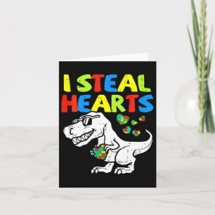 Kids I Steal Hearts Trex Dinosaur By  Card