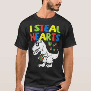 Kids I Steal Hearts Trex Dinosaur Toddler Autism A T-Shirt