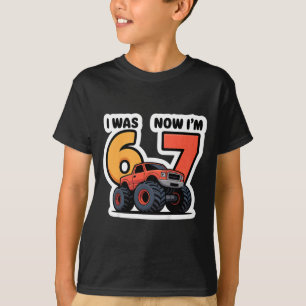 Kids I Was 6 Now I’m 7 Monster Truck Birthday Boy  T-Shirt
