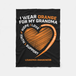 Kids I Wear Orange For My Grandma Leukaemia Awaren Fleece Blanket