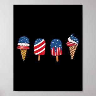 Kids Ice Cream 4th Of July Cool Dessert Patriotic  Poster