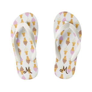 Kids Ice Cream Cones Monogrammed Flip Flops