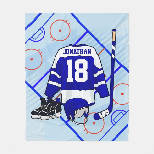 Kids Ice Hockey Bedroom and En Suite collection Fleece Blanket (Front)