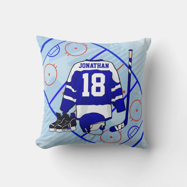 Kids Ice Hockey Bedroon and En Suite collection Throw Pillow (Front)