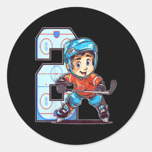 Kids Ice Hockey Birthday - 2 Year Old Boy - 2nd Bi Classic Round Sticker