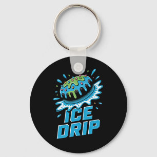 Kids Ice Hockey Puck Drip Graphic Ice Cream Drip B Keychain
