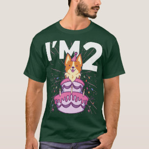 Kids Im 2 Bday Dog Party Kids 2nd Birthday Corgi D T-Shirt
