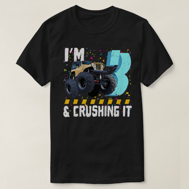 Kids I'M 3 & Crushing It 3rd Birthday Boy Gift Cut T-Shirt (Design Front)