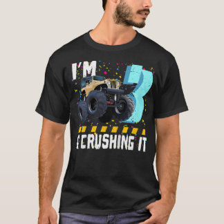 Kids I'M 3 & Crushing It 3rd Birthday Boy Gift Cut T-Shirt