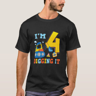 Kids I'm 4 And Digging It 4th Birthday Constructio T-Shirt