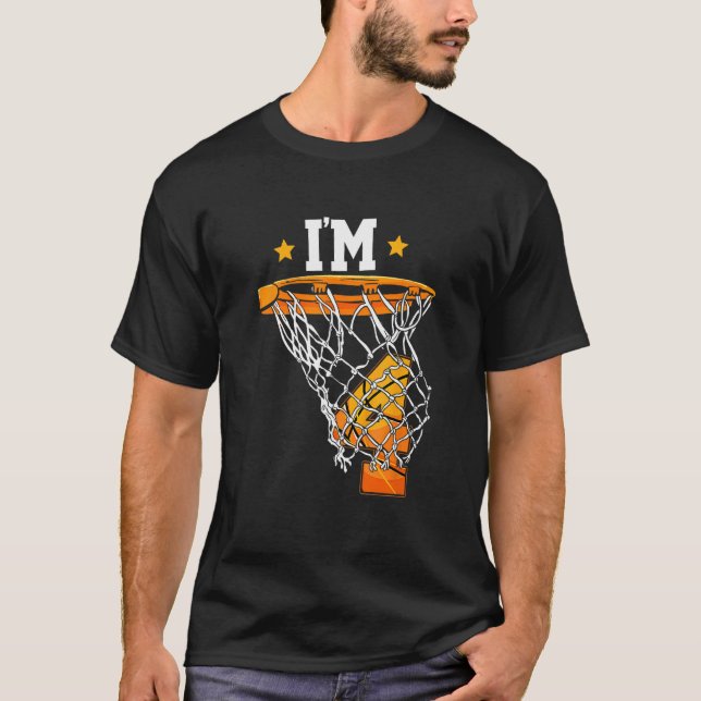 Kids I'm 4 Basketball Theme Birthday Party Celebra T-Shirt (Front)