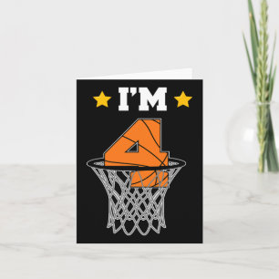 Kids I'm 4 Bysketbyll Theme Birthday Party Celebra Card