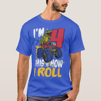 Kids I'm 4 This Is How I Roll Kid's Monster Truck  T-Shirt