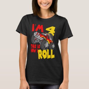 Kids I'm 4 This Is How I Roll Monster Truck 4th Bi T-Shirt