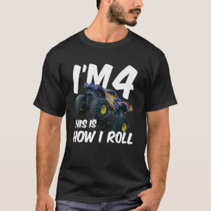 Kids I'm 4 This Is How I Roll Monster Truck 4th Bi T-Shirt