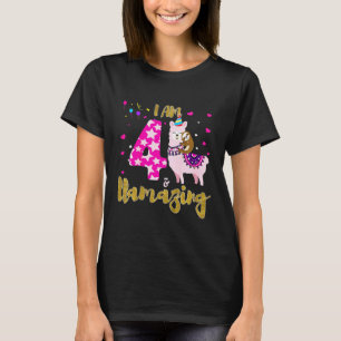 Kids Im 4 Years Old and Llamazing 4th birthday sl T-Shirt