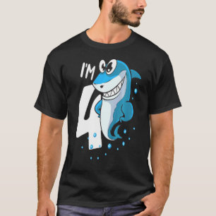 Kids Im 4 Years Old Shark 4th Birthday T-Shirt