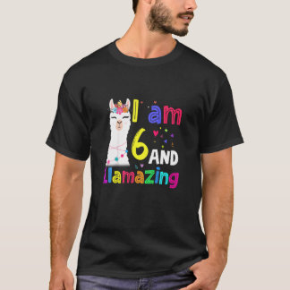Kids I'm 6 And Llamazing  Llama  Birthday  Tee
