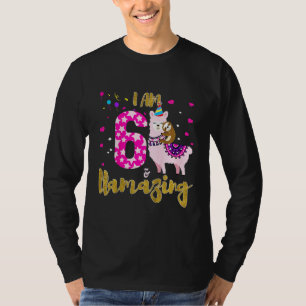 Kids Im 6 Years Old and Llamazing 6th birthday sl T-Shirt