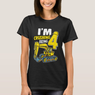 Kids I'm Crushing Being 4 Years Boys Excavator 4th T-Shirt