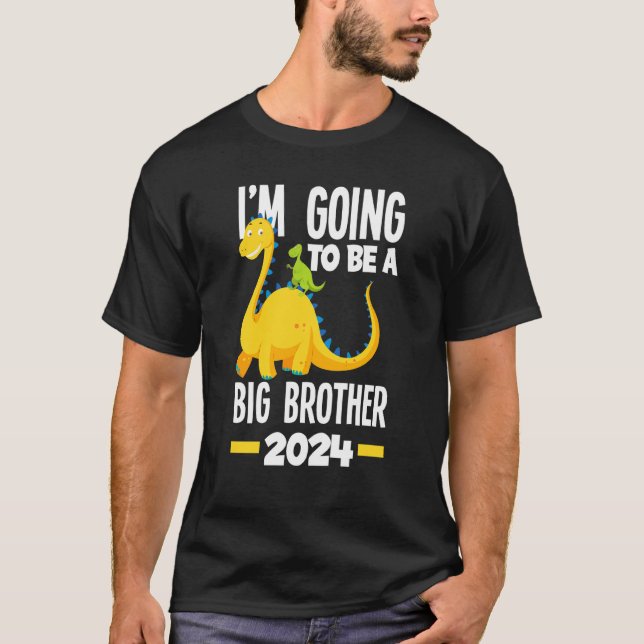 Kids I'm Going To Be A Big Brother 2024 Dinosaur D T-Shirt (Front)