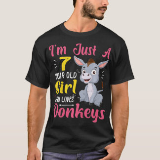 Kids Im Just A 7 Year Old Girl Who Loves Donkeys F T-Shirt