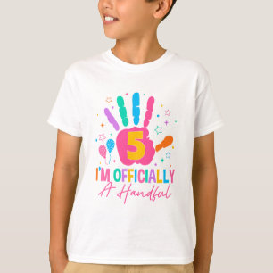 Kids I'm Officially A Handful Five 5th Birthday Gi T-Shirt