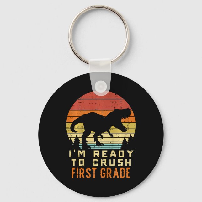 Kids Im Ready To Crush 1st Grade Dinosaur Ck To Sc Keychain (Front)