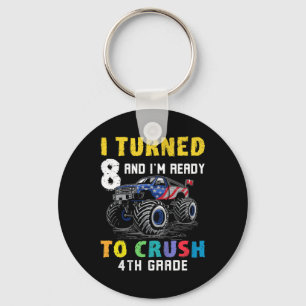 Kids Im Ready To Crush 4th Grade 8th Birthday Mons Keychain
