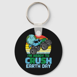 Kids Im Ready To Crush Earth Day Monster Truck Boy Keychain