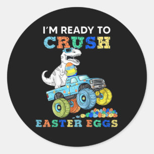 Kids Im Ready To Crush Easter Eggs Monster Truck T Classic Round Sticker
