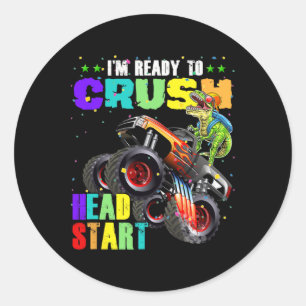 Kids I'm Ready To Crush Head Start Dinosaur Monste Classic Round Sticker